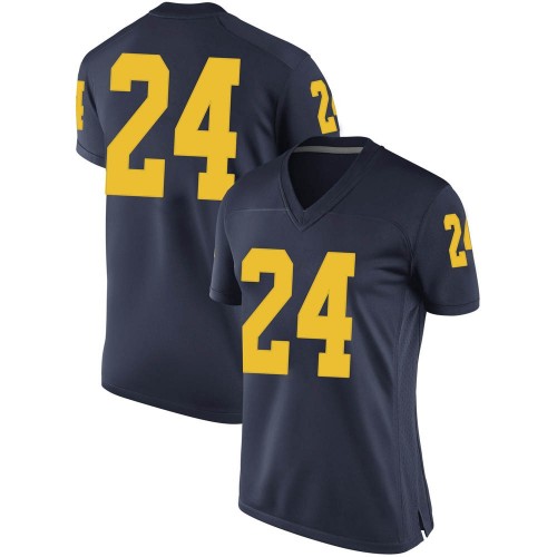 Zach Charbonnet Michigan Wolverines Women's NCAA #24 Navy Replica Brand Jordan College Stitched Football Jersey TRO5254MS